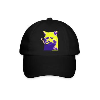 katze am rauchen - Baseballkappe - Schwarz/Schwarz - Vorne