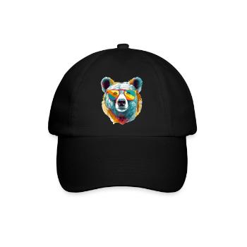 Icko der coole Bär - Baseballkappe - Schwarz/Schwarz - Vorne