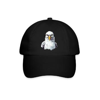 Miki die Möwe mit Brille - Baseballkappe - Schwarz/Schwarz - Vorne
