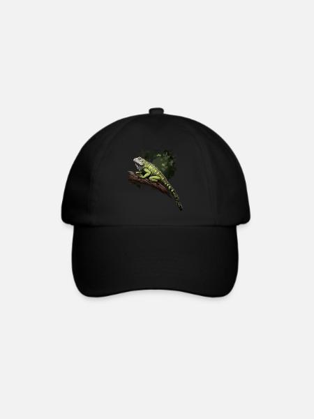 Leguan Ast Reptilien Grüner Leguan - Baseballkappe - Schwarz/Schwarz