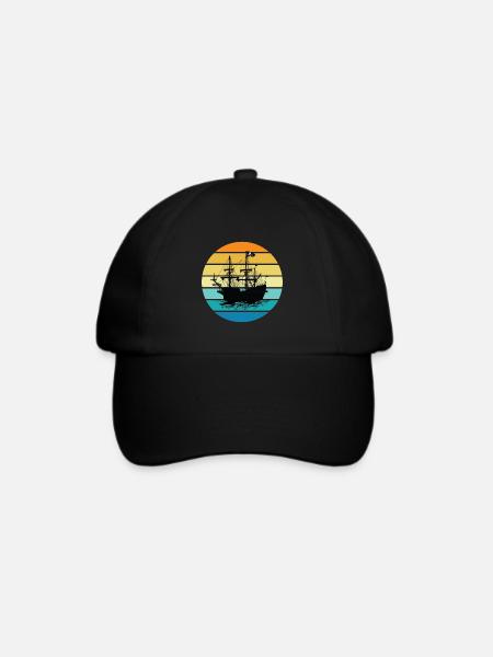 Piratenschiff - Baseballkappe - Schwarz/Schwarz