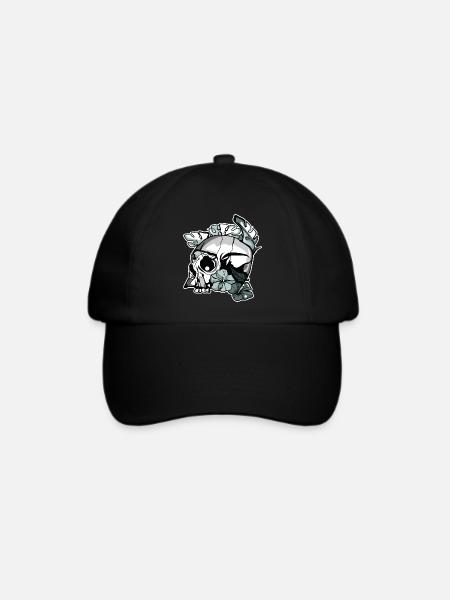 Floral Skull - Baseballkappe - Schwarz/Schwarz