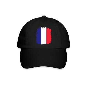 Frankreich Flagge Used Look Französische Fahne - Baseballkappe - Schwarz/Schwarz - Vorne