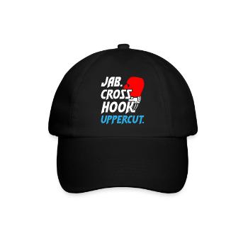 Boxing Jab Cross Hook Uppercut1 - Baseballkappe - Schwarz/Schwarz - Vorne