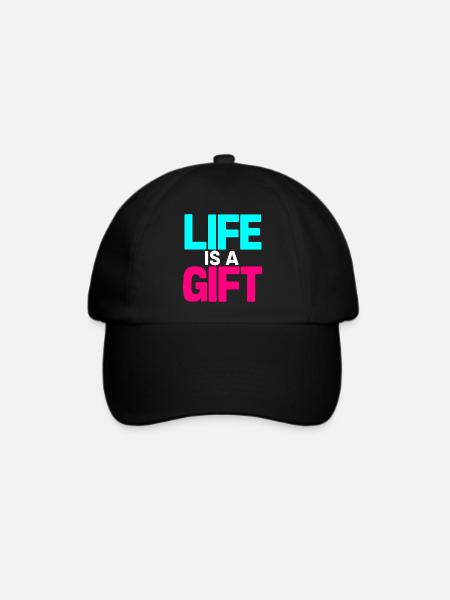 Das Leben ist ein Geschenk Cyan und Magenta - Baseballkappe - Schwarz/Schwarz