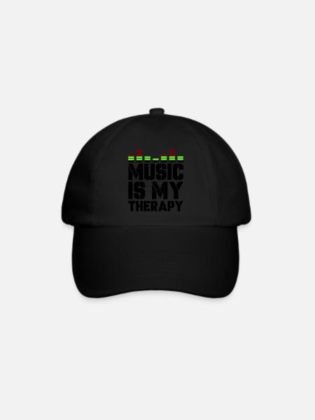 music is my therapy - Baseballkappe - Schwarz/Schwarz