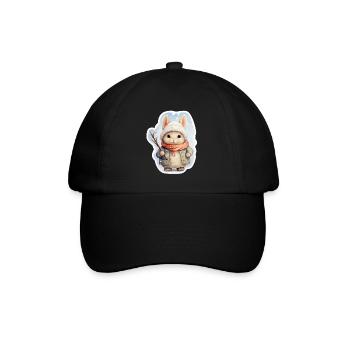 Schneehäschen - Baseballkappe - Schwarz/Schwarz - Vorne