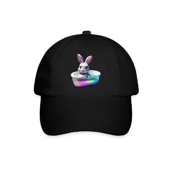 Funny Bunny in der Wanne - Baseballkappe - Schwarz/Schwarz - Vorne