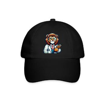Cute Lion Scientist - Baseballkappe - Schwarz/Schwarz - Vorne