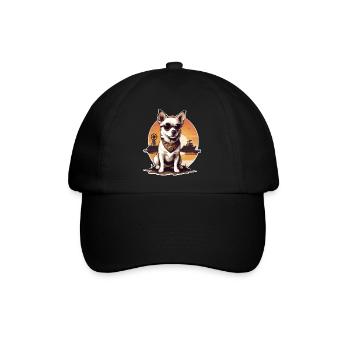 Steampunk Hund - Baseballkappe - Schwarz/Schwarz - Vorne