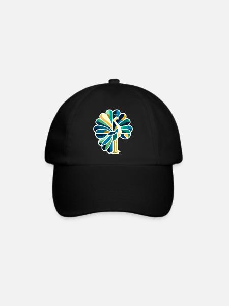 Abstrakter Pfau mit leuchtenden Farben - Baseballkappe - Schwarz/Schwarz