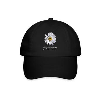 Lächelndes Gänseblümchen - Baseballkappe - Schwarz/Schwarz - Vorne