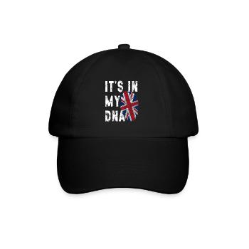 ES IST IN MEINER DNA Britische Flagge England Großbritannien Großbritannien - Baseballkappe - Schwarz/Schwarz - Vorne