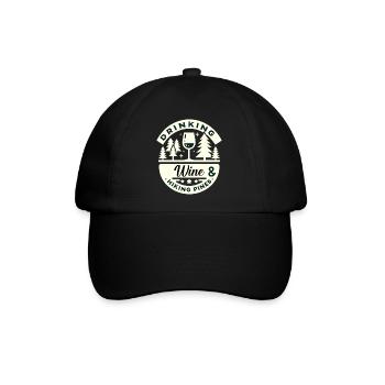 Weintrinken und Kiefernwandern - Baseballkappe - Schwarz/Schwarz - Vorne