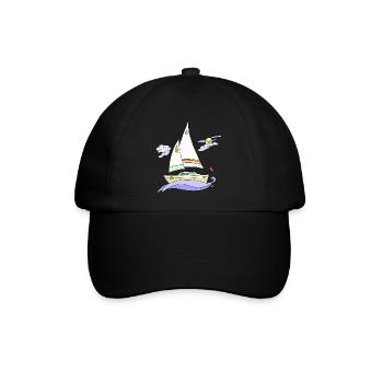 Segelboot - Baseballkappe - Schwarz/Schwarz - Vorne
