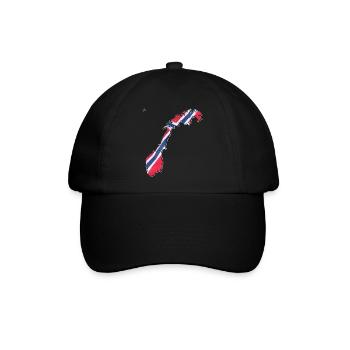 Norwegen Flagge in der Norwegen Landkarte - Baseballkappe - Schwarz/Schwarz - Vorne