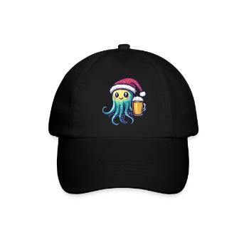 Qualle Weihnachten Bier - Baseballkappe - Schwarz/Schwarz - Vorne