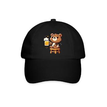 Cute Bear Drinking Beer 3 - Baseballkappe - Schwarz/Schwarz - Vorne