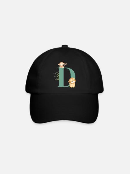 Buchstabe d grüne Dschungeltiere - Baseballkappe - Schwarz/Schwarz