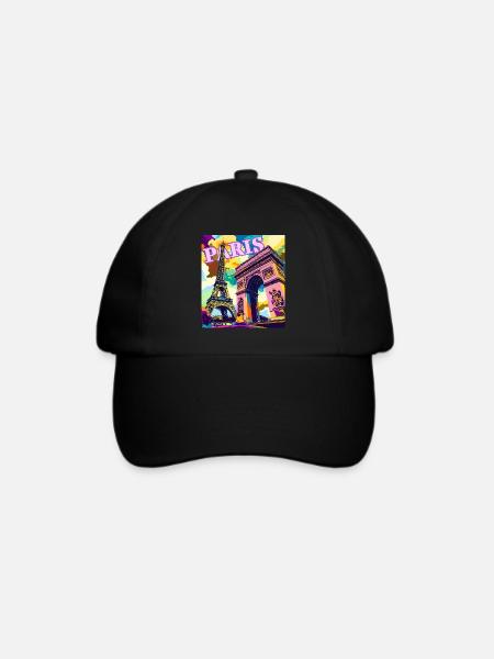 Pariser Pop-Art-Skyline - Baseballkappe - Schwarz/Schwarz