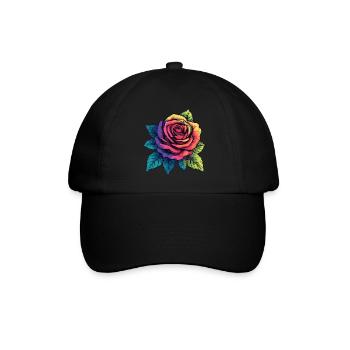 Rose Blume - Baseballkappe - Schwarz/Schwarz - Vorne