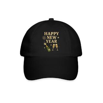 Happy New Year Festdesign - Baseballkappe - Schwarz/Schwarz - Vorne