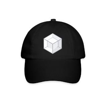 Geometrischer 3D-Würfel Linienstil - Baseballkappe - Schwarz/Schwarz - Vorne