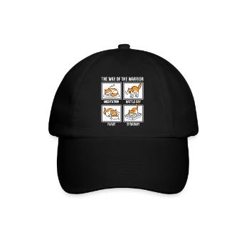  Funny Cat The Way of the Warrior Samurai Orange - Baseballkappe - Schwarz/Schwarz - Vorne