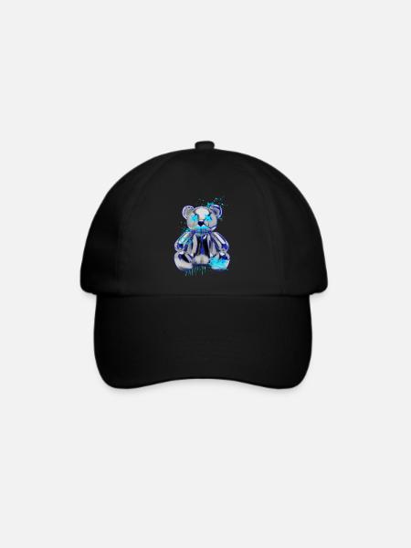 Graffiti-Bär Neon Tropfen Teddybär - Baseballkappe - Schwarz/Schwarz
