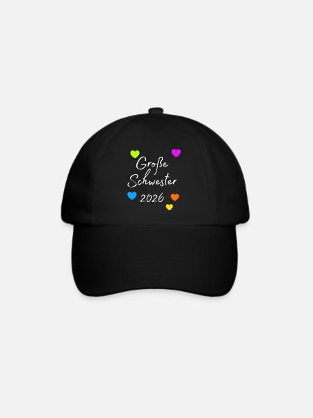 Große Schwester 2026 Herzdruck - Baseballkappe - Schwarz/Schwarz