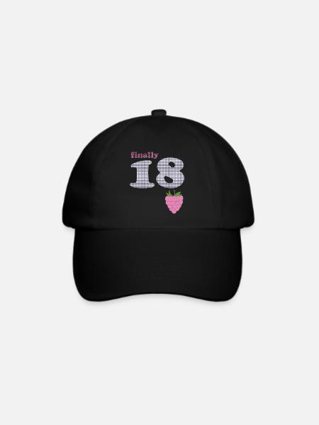 Endlich 18 – Beeren Plaid Design - Baseballkappe - Schwarz/Schwarz