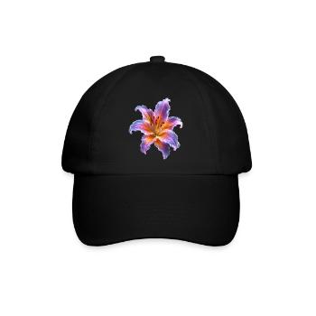 Leuchtende Lilie Abstraktes Florales Kunst  Motiv - Baseballkappe - Schwarz/Schwarz - Vorne