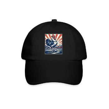 Frankreich Hahn Fußball Fan Motiv Wappentier  - Baseballkappe - Schwarz/Schwarz - Vorne