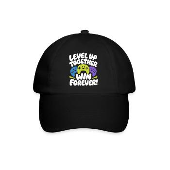 Level Up Together Win Forever - Baseballkappe - Schwarz/Schwarz - Vorne
