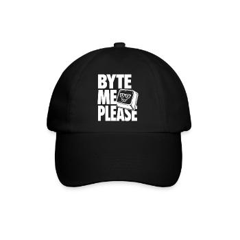 Byte Me Please – Computer Nerd Wortspiel - Baseballkappe - Schwarz/Schwarz - Vorne