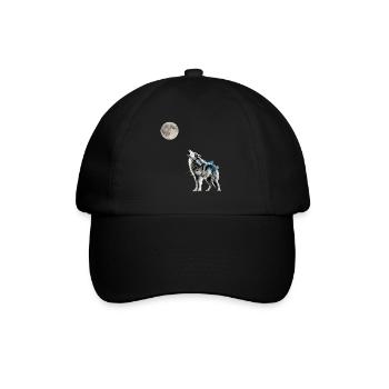 Mond ,Wolf - Baseballkappe - Schwarz/Schwarz - Vorne