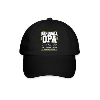 Handballopa Geschenk – Stolz & Expertenblick - Baseballkappe - Schwarz/Schwarz - Vorne