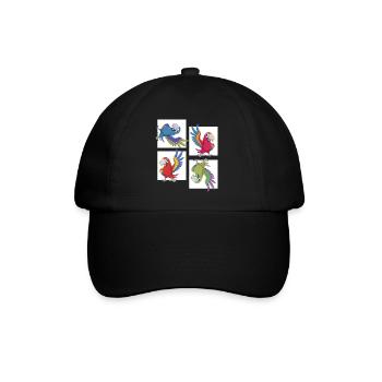 sprechender Papagei zeigt buntes Federkleid - Baseballkappe - Schwarz/Schwarz - Vorne