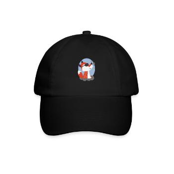 T-Shirt cooler Fuchs mit Zigarette - Baseballkappe - Schwarz/Schwarz - Vorne