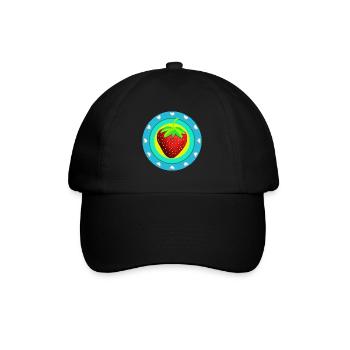 Erdbeere und Herzen - Baseballkappe - Schwarz/Schwarz - Vorne