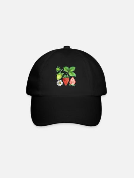 Erdbeeren - Baseballkappe - Schwarz/Schwarz