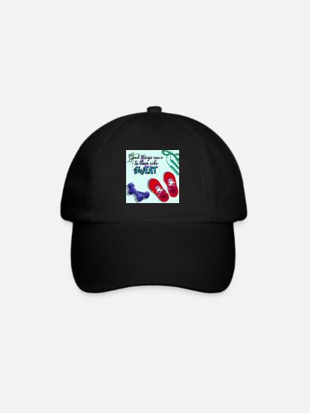 GOOD THINGS COME with fitness - Baseballkappe - Schwarz/Schwarz