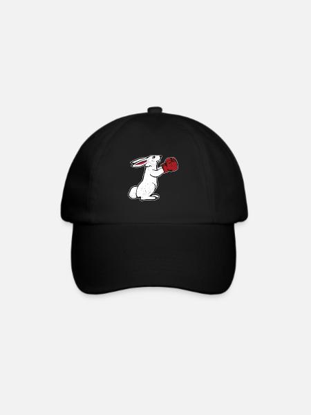 Boxender Hase Vintage Boxhandschuhe Geschenk Boxen - Baseballkappe - Schwarz/Schwarz