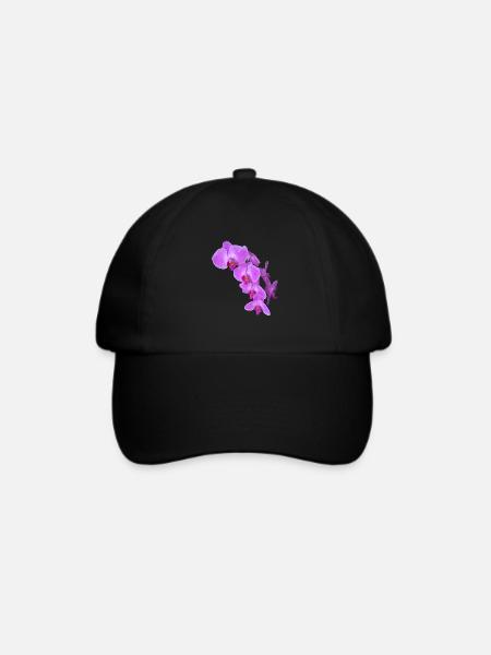 Orchidee - Baseballkappe - Schwarz/Schwarz