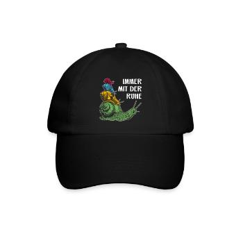 Immer mit der Ruhe mit Schnecken und Spruch - Baseballkappe - Schwarz/Schwarz - Vorne