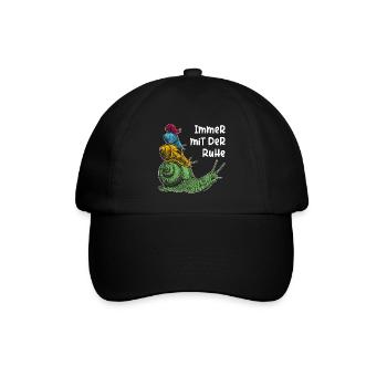 Immer mit der Ruhe mit Schnecken und Spruch - Baseballkappe - Schwarz/Schwarz - Vorne