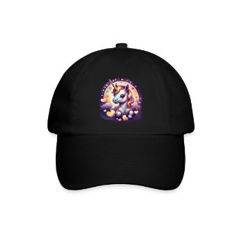 Einhorn mit bunten Herzen - Sweet Unicorn - Baseballkappe - Schwarz/Schwarz - Vorne