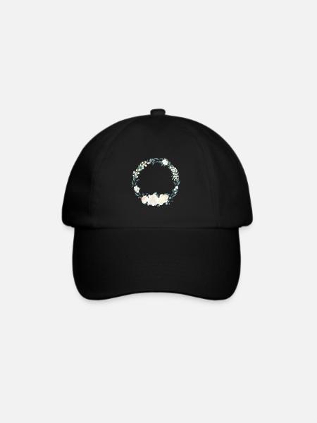 Blumenkranz Weiss und Gruen 1 - Baseballkappe - Schwarz/Schwarz