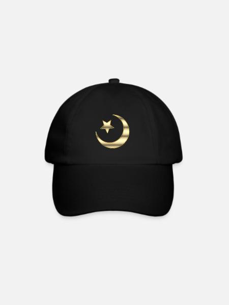 Islam: Der Halbmond und der Stern - vergoldet - Baseballkappe - Schwarz/Schwarz
