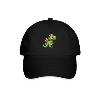 Niedliches Dino Fan Dinosaurier Motiv - Baseballkappe - Schwarz/Schwarz - Vorne